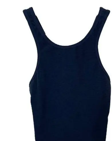 Beyond Yoga  Cross-Back Dark Heathered Blue Cropped Tank Top USA Made Women’s M