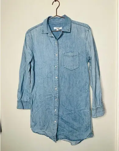 THAKOON Light Blue Wash Denim Button Up Front Mini Oversized Shirt Dress Size 4