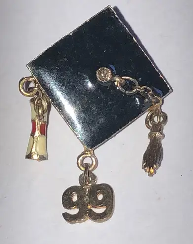 99 Black Enamel Graduation Cap Brooch with Charms