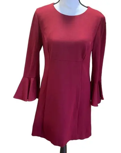 Trina Turk  Maroon Mini-Dress, Bell Sleeves, New with Flaw