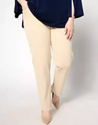 Coldwater Creek Knit Denim High Rise Straight-Leg Jeans in Stone Khaki Size 16