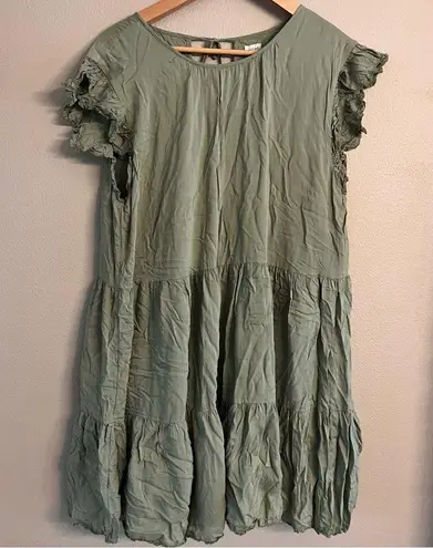 ARITZIA WILFRED Tiered Babydoll Dress Green Size L