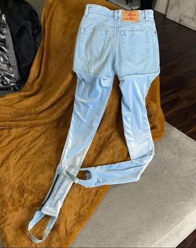 Y/PROJECT Opening Ceremony Stirrup Short Jeans In Ice Blue EUC $790 Size 2