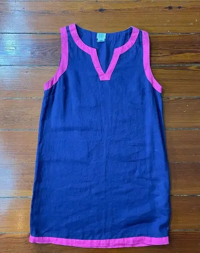 Sigrid Olsen 100% Linen Bright Pink & Purple Shift Dress - Size Medium