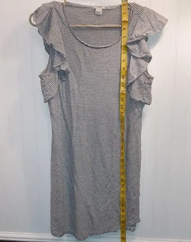 J. Crew striped ruffle sleeveless t shirt dress sz S GUC Black