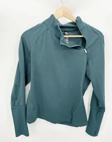 Yogalicious  Green Asymmetrical Zip Long Sleeve Pullover Women's Size Medium M