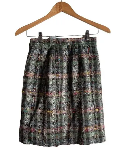 Carlisle Woven Tweed Straight Pencil Skirt Size 2 Plaid Textured Academia Office