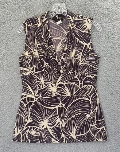 Vintage Y2K JKLA California Babydoll Top 70s Boho Retro Leaf Floral Women Small Purple