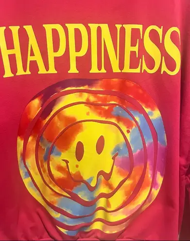 Smiley Face Happiness Graphic Print Sweatshirt XS Pink