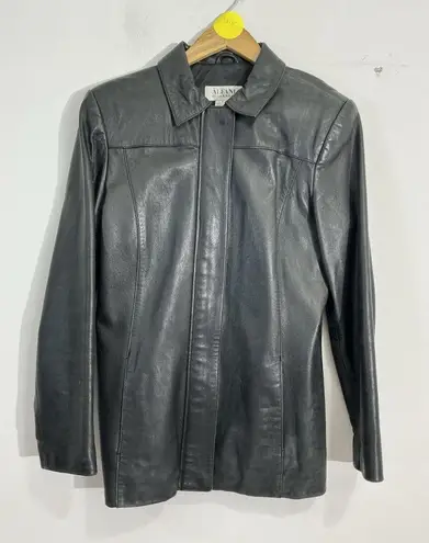Alfani Womans Outerwear Black Leather Zip Up Jacket Small