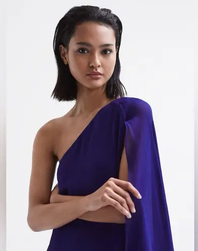 Reiss FLEUR SHEER CAPE SLEEVE MINI DRESS IN PURPLE, US 4, $330