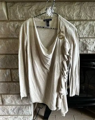 INC International Concepts beige cardigan open snap closure large