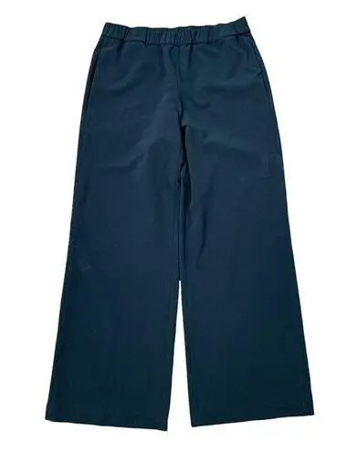 Lands End Sz 8P 8 P Pants Mid Rise Wide Leg Black Elastic Waist Pull On Women’s