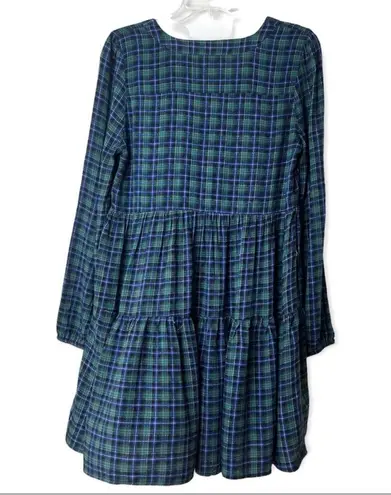 Harper Heritage  Green Plaid Long Sleeve Babydoll Dress. Size Small