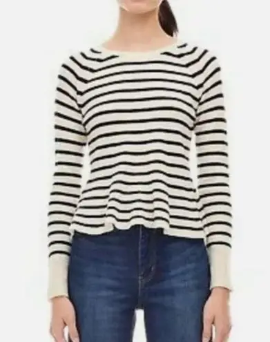 La Vie Rebecca Taylor Peplum Stripe Lambs Wool Sweater