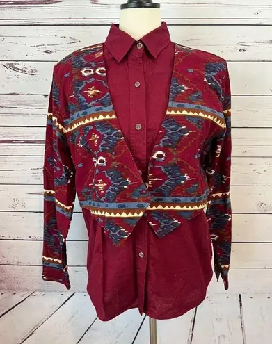 NWT Ozark Mountain Shirt Western Cowgirl Southwestern Vintage Medium Rodeo Women Red