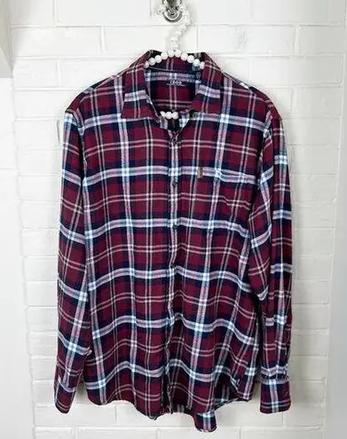 IZOD Red Plaid Flannel Shirt Size L Unisex