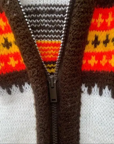 Vintage 70s knit striped zip up sweater vest with fringe Size L