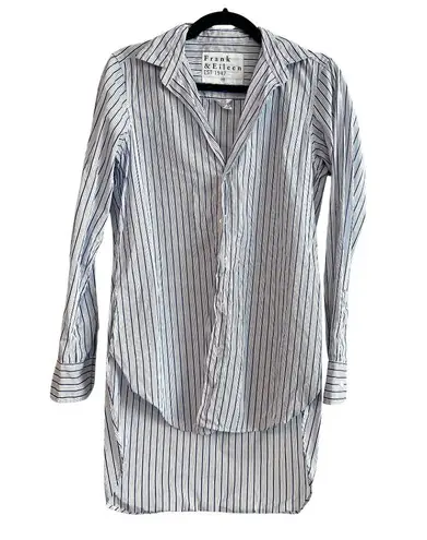 Frank & Eileen Grayson Navy Blue Stripe Cotton Button Down Shirt XS