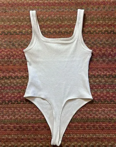 American Eagle  WHITE RIBBED TANK BODYSUIT ONE PIECE