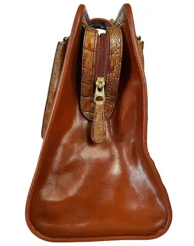 Brahmin Vintage  Brulee Tuscan Satchel - Cognac Leather Croc-Embossed Handbag