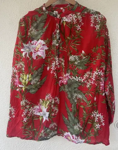 Isabel Marant Étoile Red Floral Boho Peasant Blouse Feminine Women’s Size 44