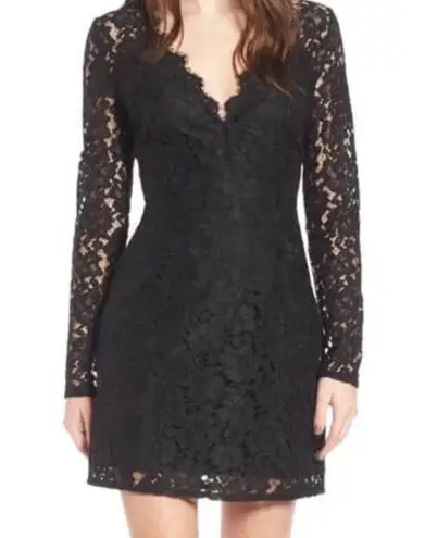 WAYF Dress Black Lace Long-Sleeve Say It Out Loud V Neck Mini Sz M EUC Nordstrom