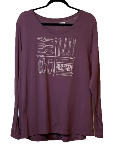 Duluth Long Tail Shirt Outdoors Maroon Long Sleeve Pullover Hiking Crew XL # Red