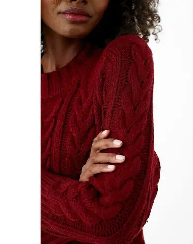 Tuckernuck NWT Hyacinth House Maddox in Maroon Cable Knit Midi Sweater Dress M