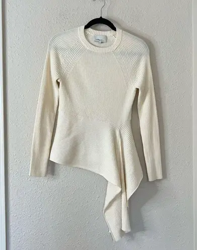 3.1 Phillip Lim Ribbed Sweater With Waist Tie Antique White Beige Size Small