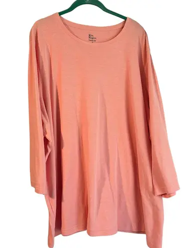 kim rogers Perfectly Soft Top Tunic 4X Peach 3/4 Sleeve Crew Neck Minimalist