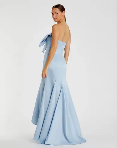 Mac Duggal Blue Strapless Bow Mermaid Gown