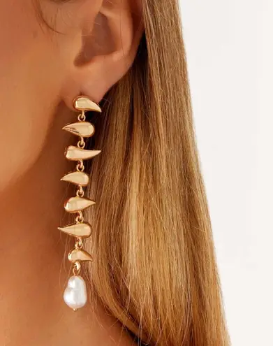 Peppermayo Gold Drop Earrings with Pearl Accent