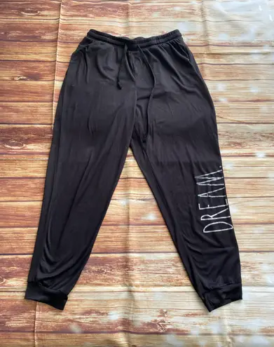 Rae Dunn Women DREAM Black Drawstring Jogger with Pockets Size Medium