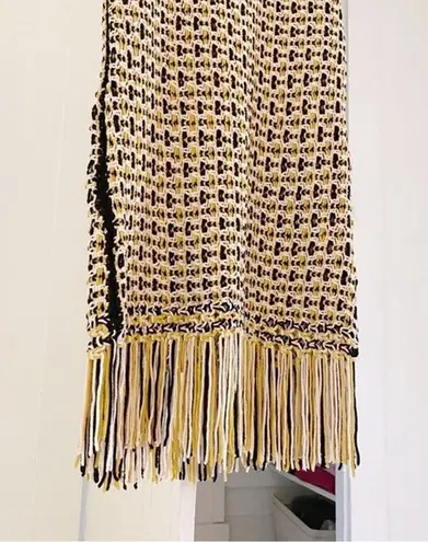 Edun Macrame Fringe Midi Dress in Black Multi NWT Size M Retail $790 Yellow Size M