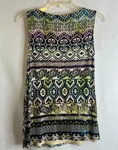 Roz & Ali Draped Front Tribal Print Sleeveless Tank Top Size Medium
