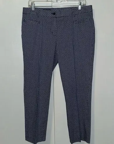 Brooks Brothers 346 Blue & White Print Natalie Fit Cropped Pants Women’s Size 10