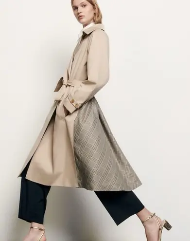 Sandro Victory Plaid Back Cotton Trench Coat Size 6- NWT