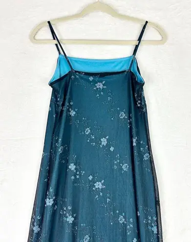 Vintage Whimsigoth Maxi Dress Size Small Dark Floral Sparkle Glitter Fairy 90s Black