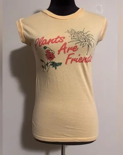 EUC Girl Dangerous x Free People Yellow and Green Plants Muscle Tee size XS