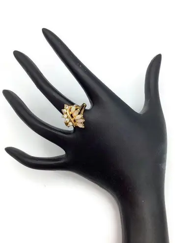 Hallmark Vintage Opal Pinky Ring Size 4.5 Gold Tone Marker Multiple Gemstones