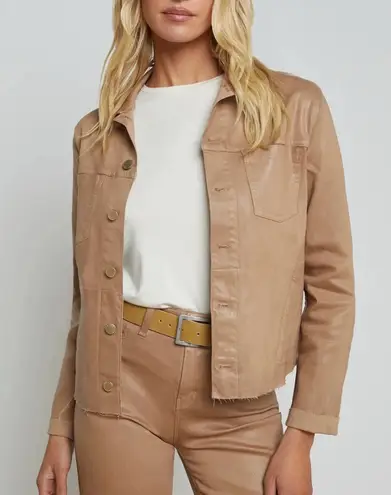L'Agence L’AGENCE Janelle Cappuccino Coated Jacket Gold Buttons Raw Edge Women Small - Image 1