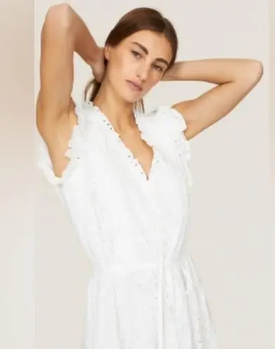 Polo Ralph Lauren Linen Ruffled Eyelet Midi Dress, White Size 4 New w/Tag $398