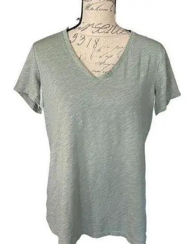 Felina  Heathered Green V Neck Short Sleeve Shirt Size Large