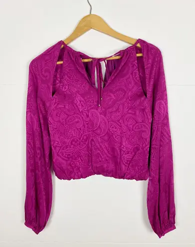 Veronica Beard Sionne Paisley Jacquard Silk Blend Blouse Size 00 Bright Magenta