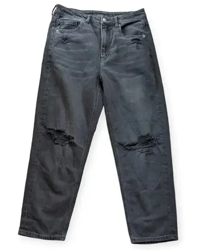 American Eagle Mom Straight Leg Denim Jeans Gray Distressed 6 Short