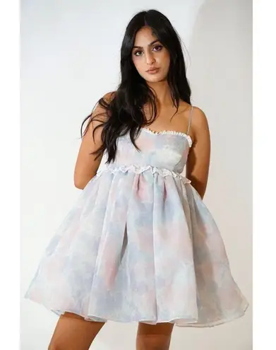 Selkie Dress Rosebud Puff Babydoll Organza Pastel Lace Mini Watercolor S NWT Pink