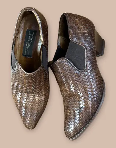 Sesto Meucci Italian Leather Woven Booties Size 5.5