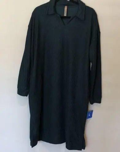 Mondetta long sleeve collar dress, green, L