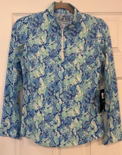 IBKUL NWT Top Women Small 1/4 Zip Mesh Sleeves Golf Pickleball Wild Dunes HHI